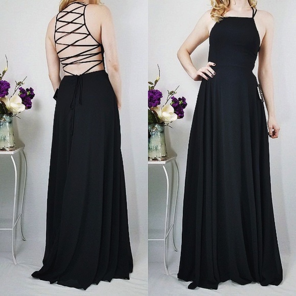 Strappy to be Here LuLus Black Maxi Lulus Dress